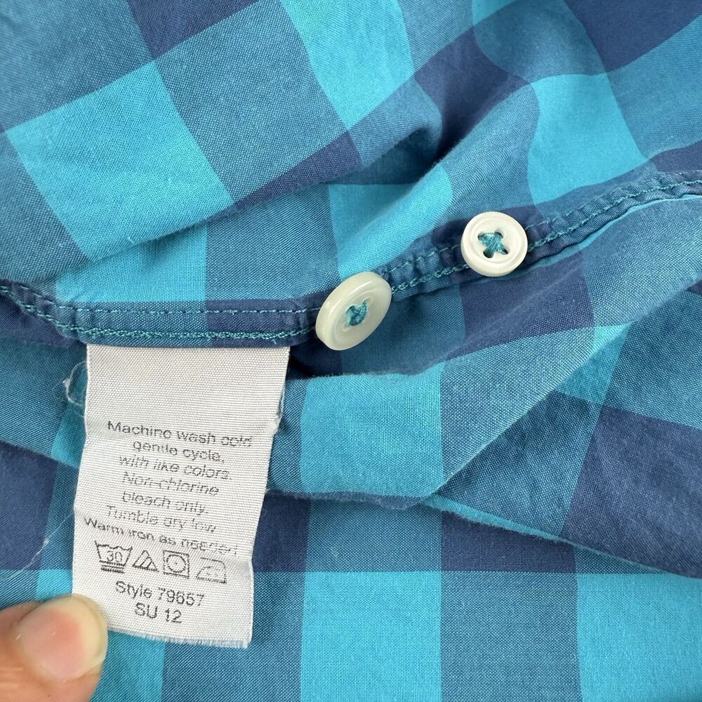 J.Crew Shirt Mens Large Blue Plaid Cotton Long Sleeve Pocket Button Down - Picture 6 of 10